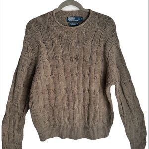 POLO by RALPH LAUREN Brown Hand-Knit Pullover Sweater Cot/Lin/Silk Blend Sz XL